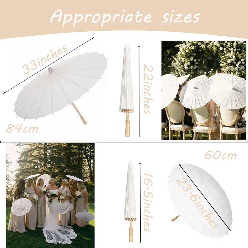 8/12/24/36/50pcs 60/84cm White Paper Umbrellas Wedding Paper