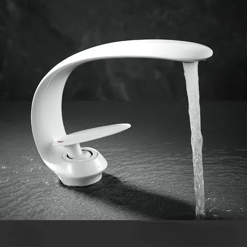 Creative Bathroom Sink Faucet Tap White Brass Wash