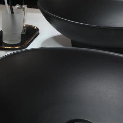 Zappo Oval Stone Resin Vessel Sink Small Black