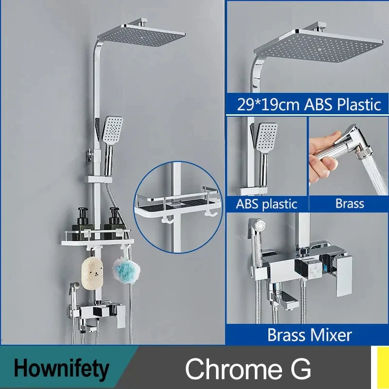Golden Shower Faucet Rainfall 3/4-Way Bathtub Tap Bathroom