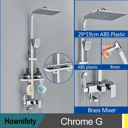 Golden Shower Faucet Rainfall 3/4-Way Bathtub Tap Bathroom