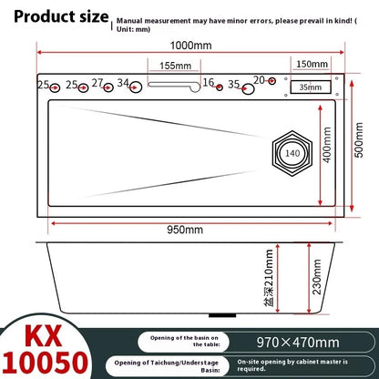 Stainless Steel Waterfall Sink Extra Large Bowl Digital