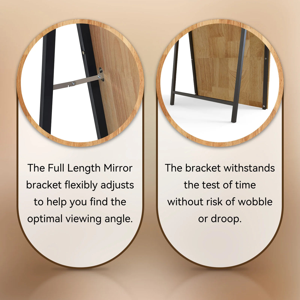 Arc Full Body Mirror 160x50cm Solid Wood Frame