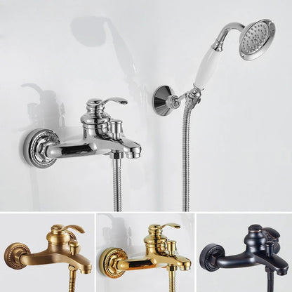 Brass Vintage Gold/Black Simple Shower Spray Handheld Shower
