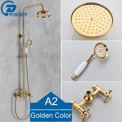 Golden Shower Bathroom Bath Shower Faucet Brass Swivel