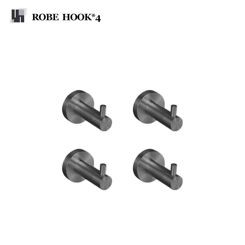 Grey Bathroom Hardware Kit Stainless Steel Round Wall