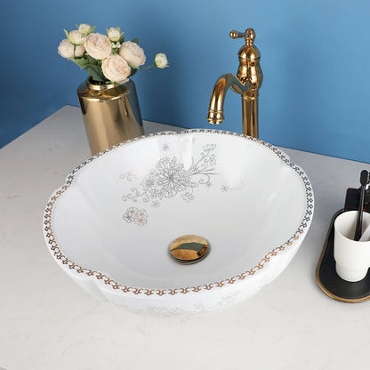 Zappo Above Counter Ceramic Vessel Sink Bathroom Round