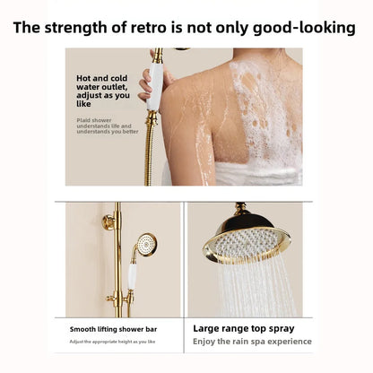 Vintage Shower System Brass Lightweight Luxury Gold Shower