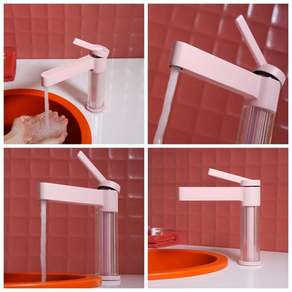 Yellow Bathroom Basin Faucet Acrylic Brass Cold Water