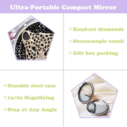 Compact Mirror 1x/2x Magnification Pocket Mirror Women 3inch