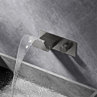 Luxury Gun Gray Brass Wall Mounted Bathroom Faucet