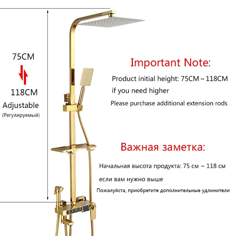 Oxg Golden Thermostatic Shower Faucet Bathroom Faucet Digital