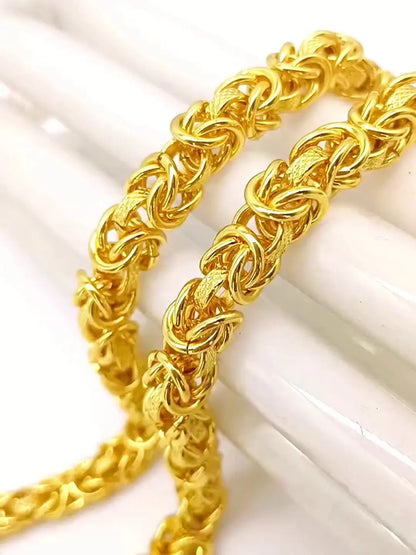 Unisex 24k Au999 Real Gold Boss Chain Hollow