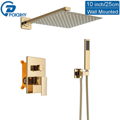 Golden Shower Faucets 2-Ways Rainfall Shower System Wall