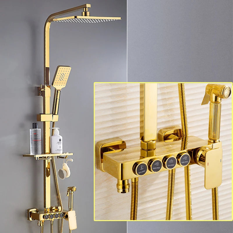 Luxury Cold Digital Bathroom Shower System Thermostatic Brass