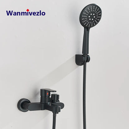 Matte Black Shower Faucet Wall Mount Bathroom Shower