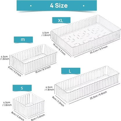 Transparent Modular Drawer Organizer Multi Use Storage Trays