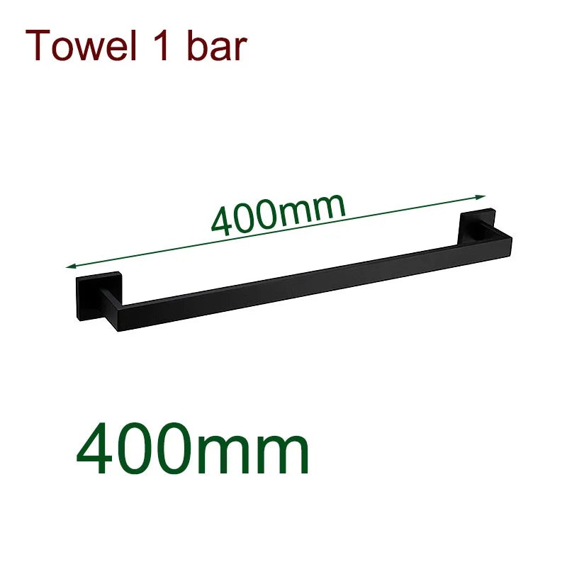 Black Bathroom Stainless Steel Wall Rack Towel Rack