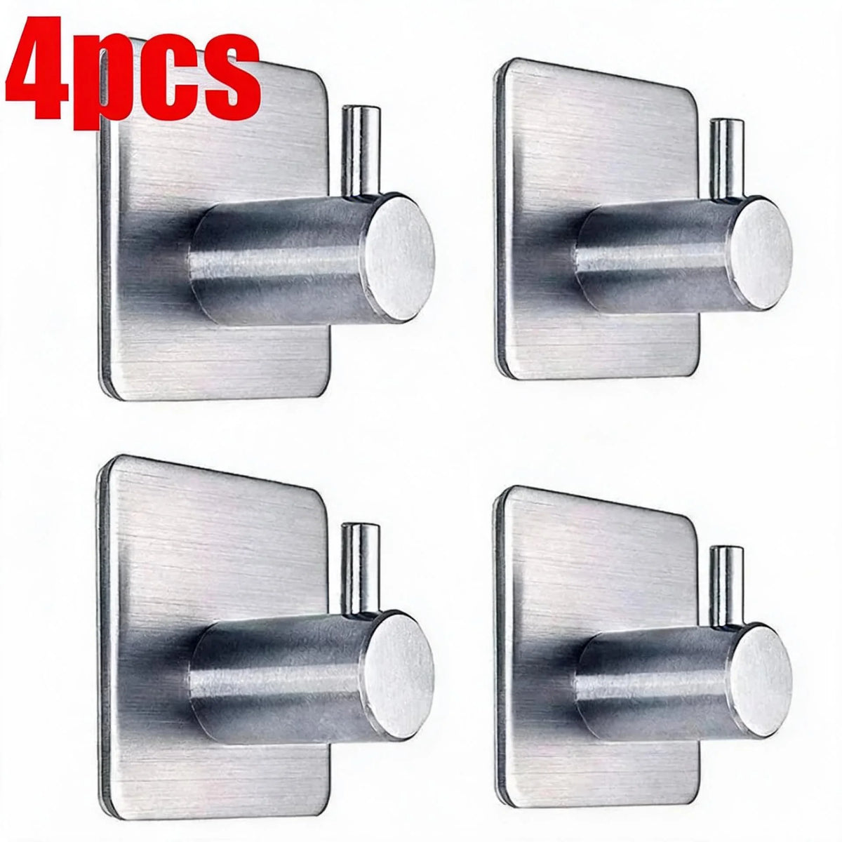 1/4pc Bathroom Stainless Steel Robe Hook Multi-Purpose Adhesive