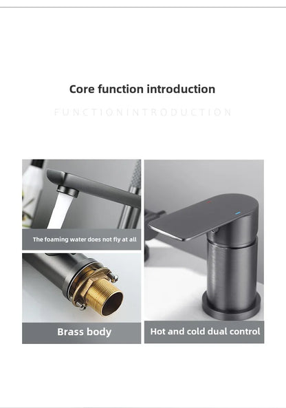 Luxury Gunmetal Black Bathtub Faucet Three Hole Mounting