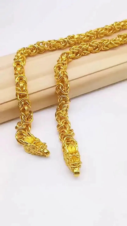 Unisex 24k Au999 Real Gold Boss Chain Hollow