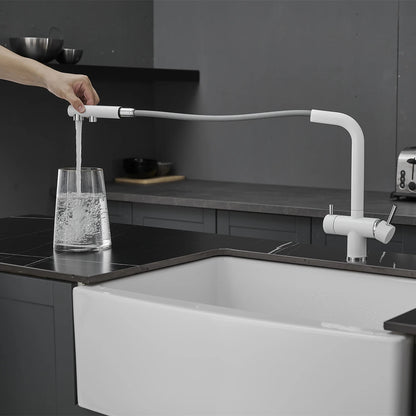 White Filter Pull Out Sink Mixer Faucets Quality