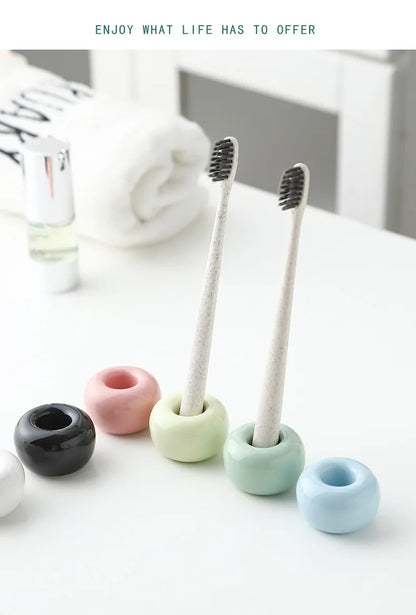 Pc Mini Ceramics Handmade Toothbrush Holder Stand Bathroom