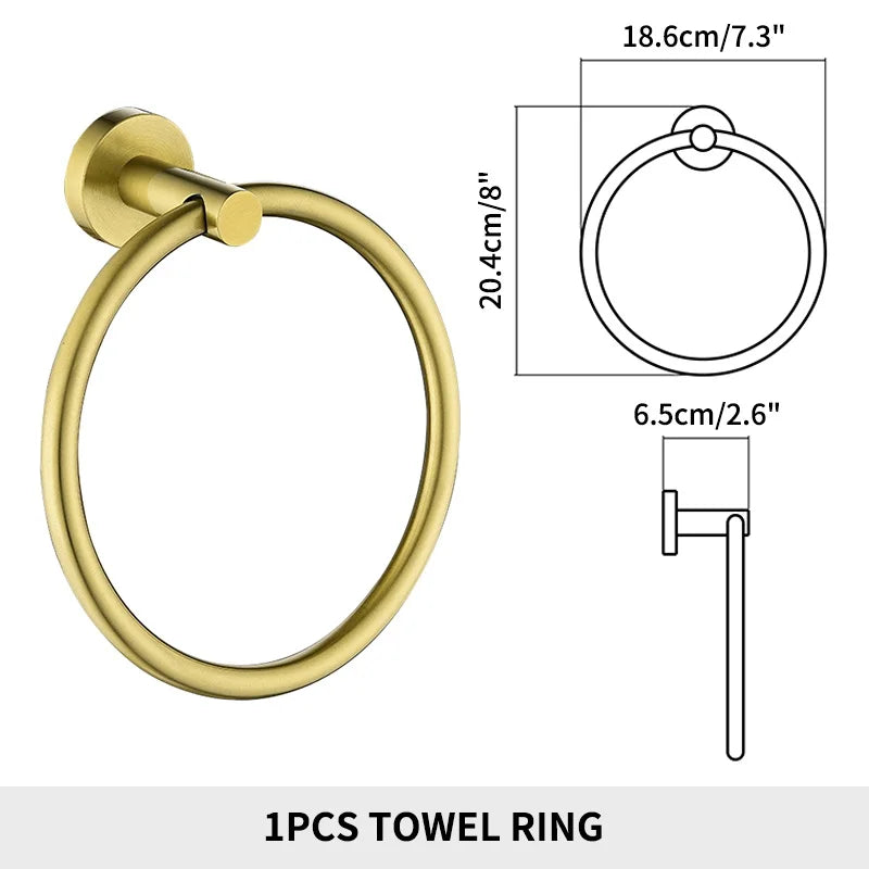 Bathroom Hardware Brushed Gold Toilet Brush Holder Robe