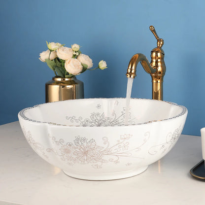 Zappo Above Counter Ceramic Vessel Sink Bathroom Round