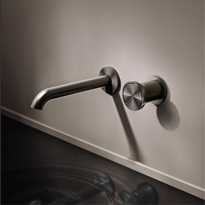 Luxury Brushed Gold In-Wall Brass Bathroom Basin Faucet