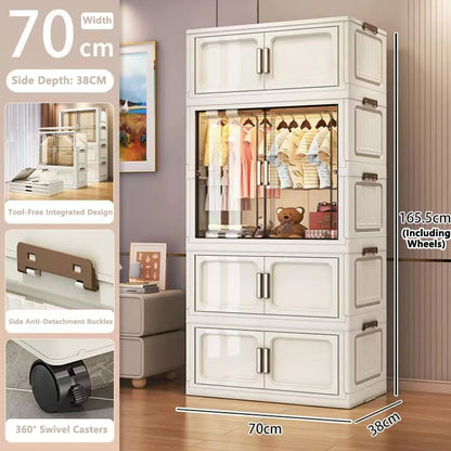 Multi-Functional Folding Storage Cabinet Doors White/Black/Gray