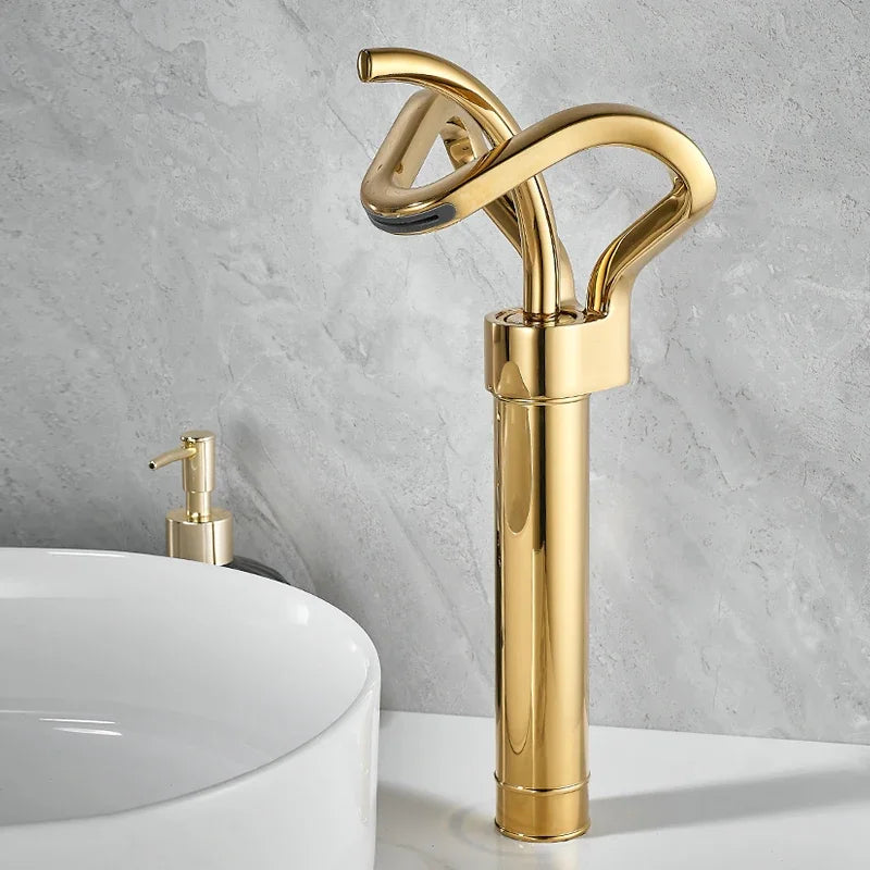 Faucet Bathroom Hollow Out Design Waterfall Basin Mixer