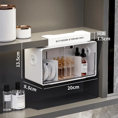 Bathroom Mirror Cabinet Storage Box Drill-Free Toiletries Cotton