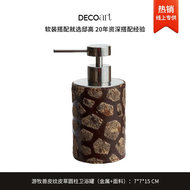 Marble Lotion Bottle Color-Blocked Leopard Print Mouthwash Cup