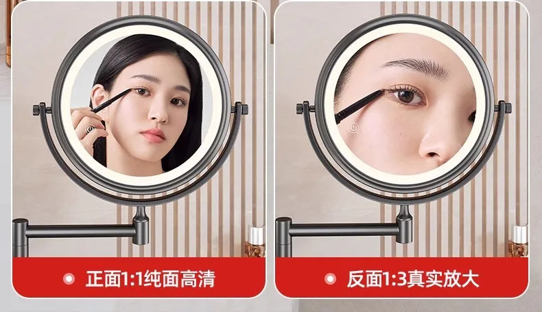 Rotatable Led Light Suction Cup Makeup Wall Mirror