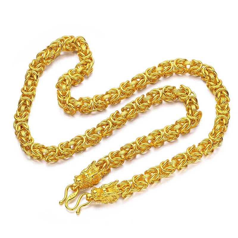 Unisex 24k Au999 Real Gold Boss Chain Hollow