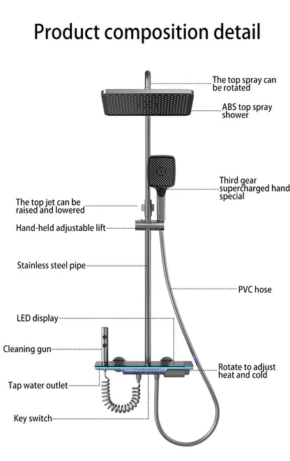 Luxury Smart Digital Temperature Shower System Bathroom Rain