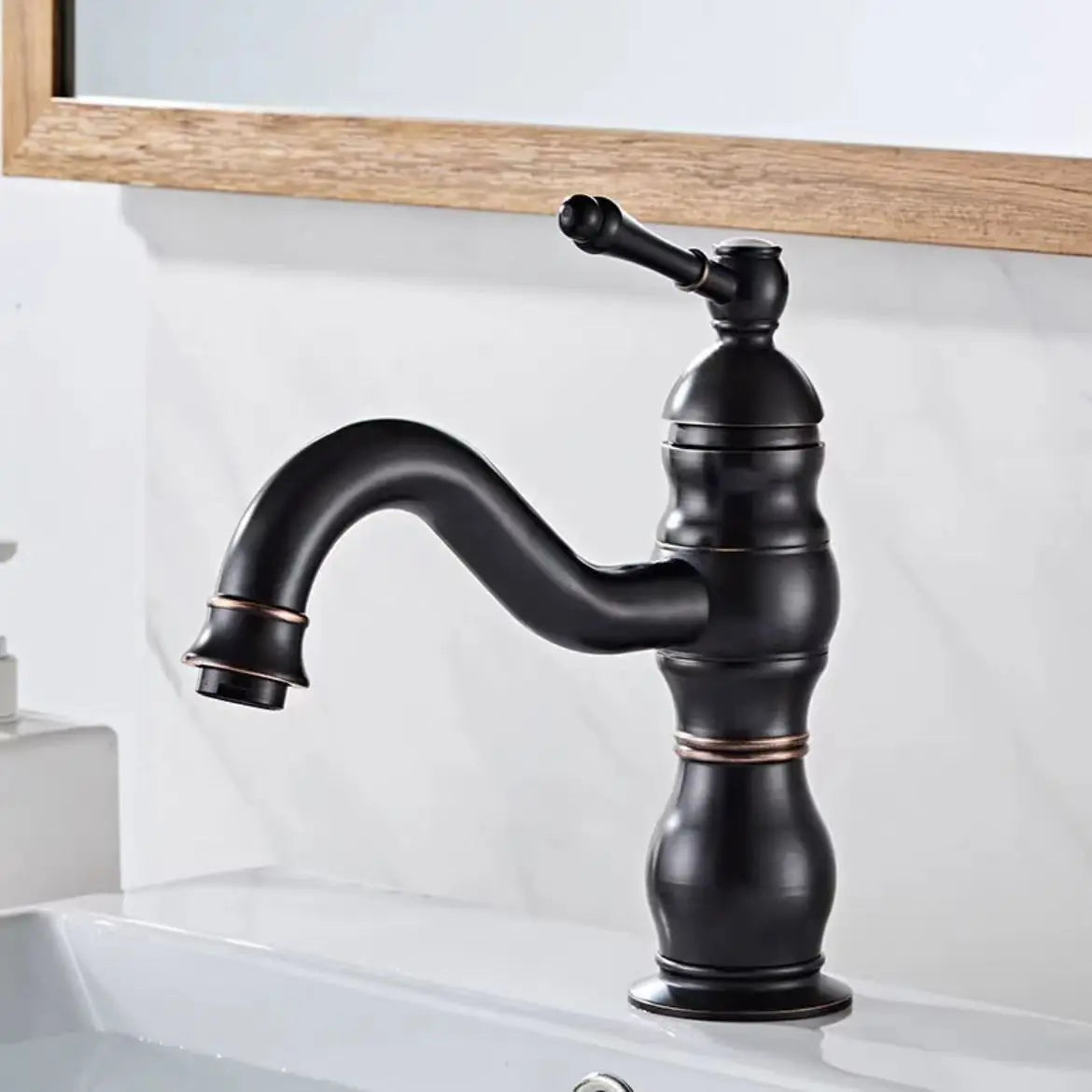 Antique Basin Faucet Brass Handle 360 Rotation Deck