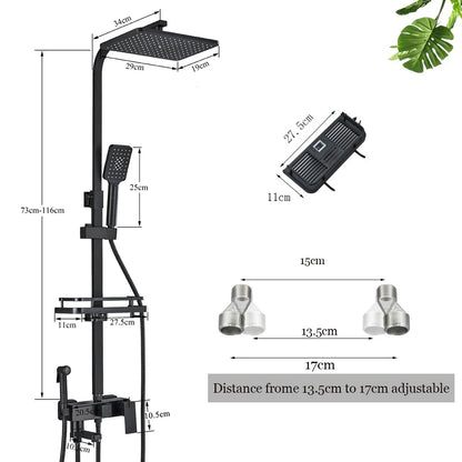 Shower Faucet Rainfall 3/4-Ways Bathtub Tap Bathroom Shelf