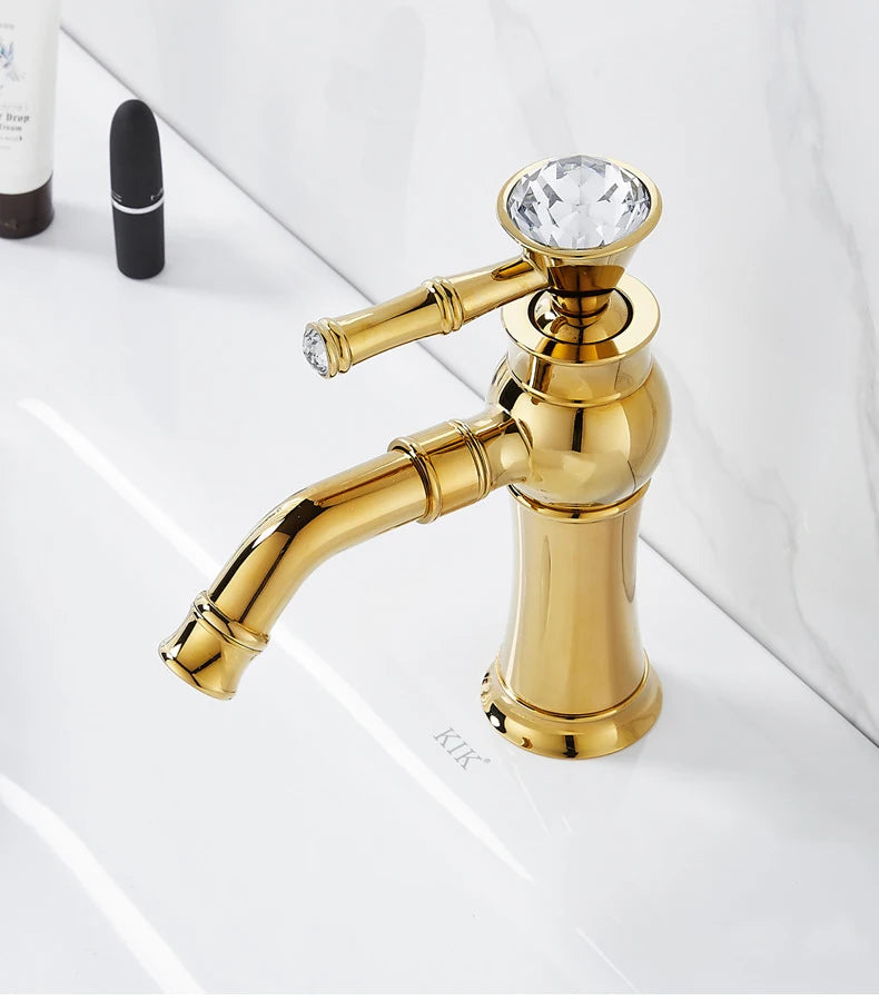 Chrome Basin Faucets Modern Gold Deck Mounted Bathroom
