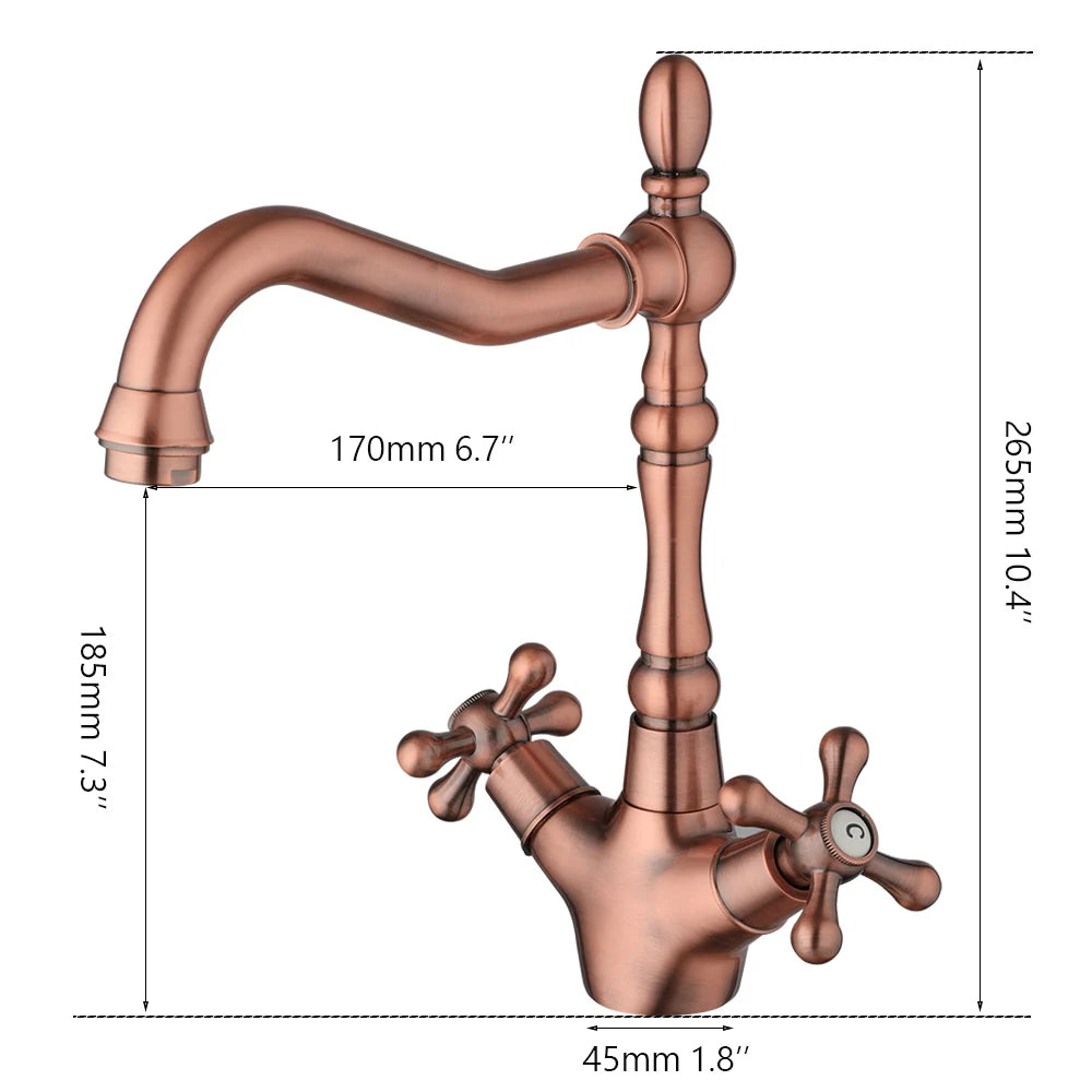 Kemaidi Gold Bathroom Sink Faucet Brass Hole Deck