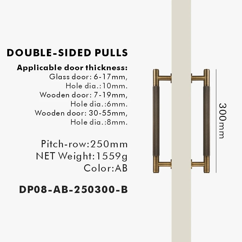 Nurlin Brass Door Double Sided Knurled Pull Bar