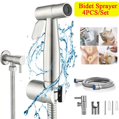 4pc/Set Bidet Toilet Sprayer Bidet Shower Faucet Stainless