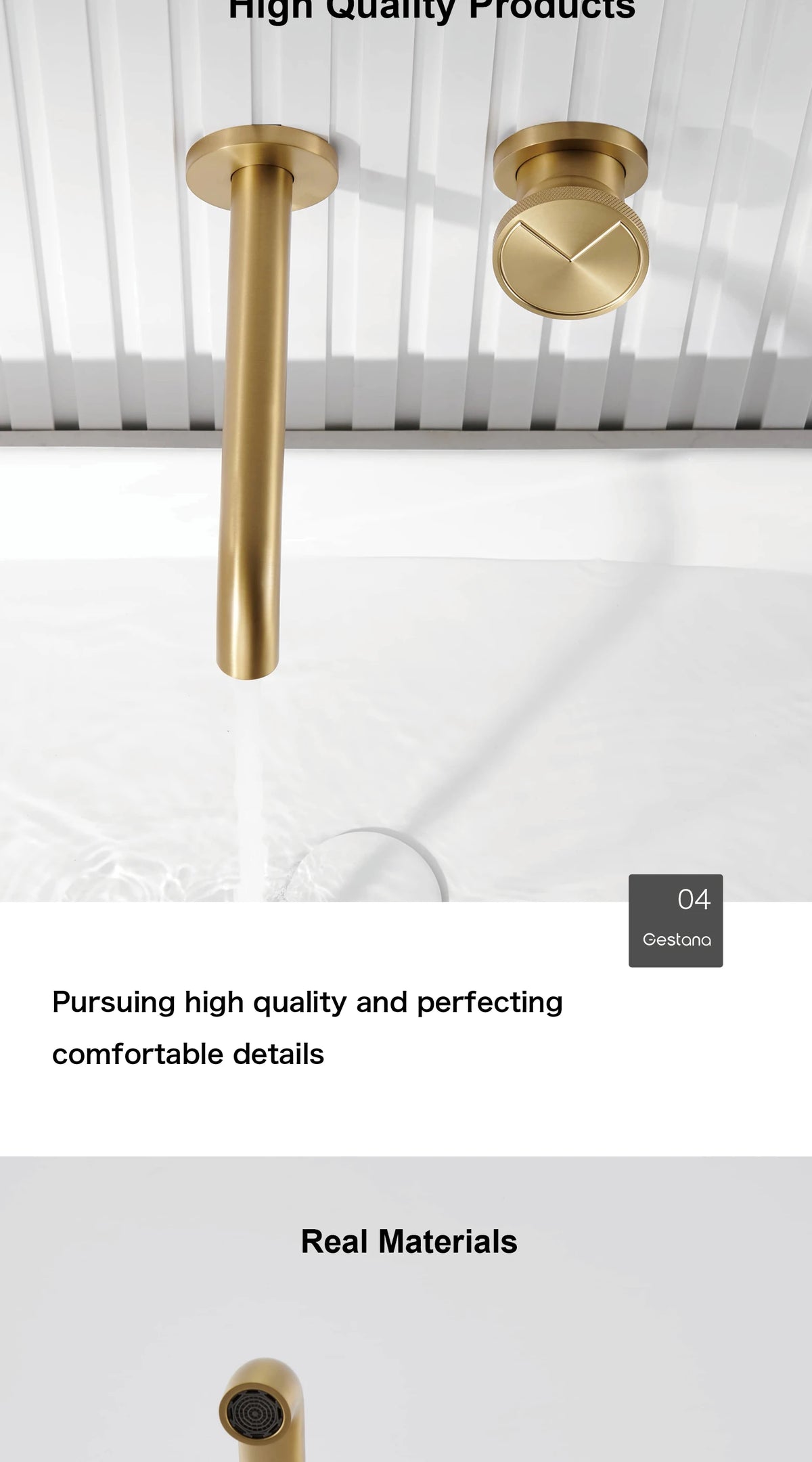 Luxury Brushed Gold In-Wall Brass Bathroom Basin Faucet