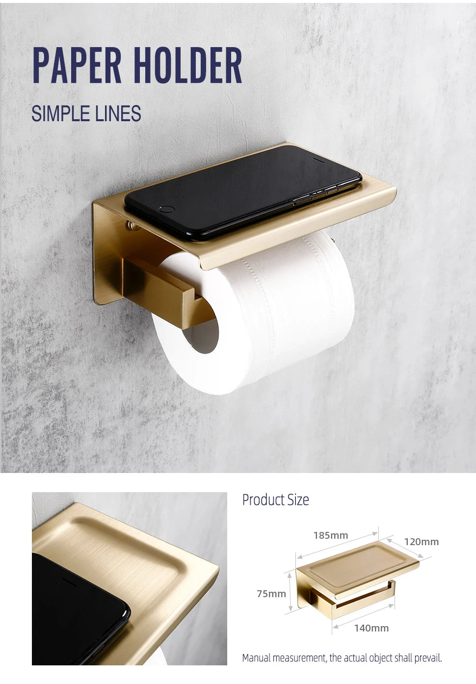 Brushed Gold Bathroom Toilet Brush Holder Toilet Paper