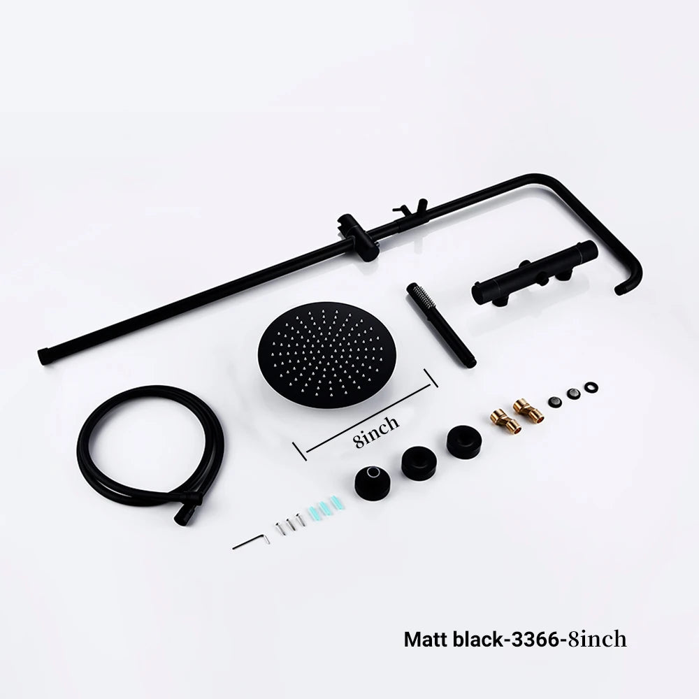 Rose Gold Thermostatic Shower Falcet Sets Wall Mount