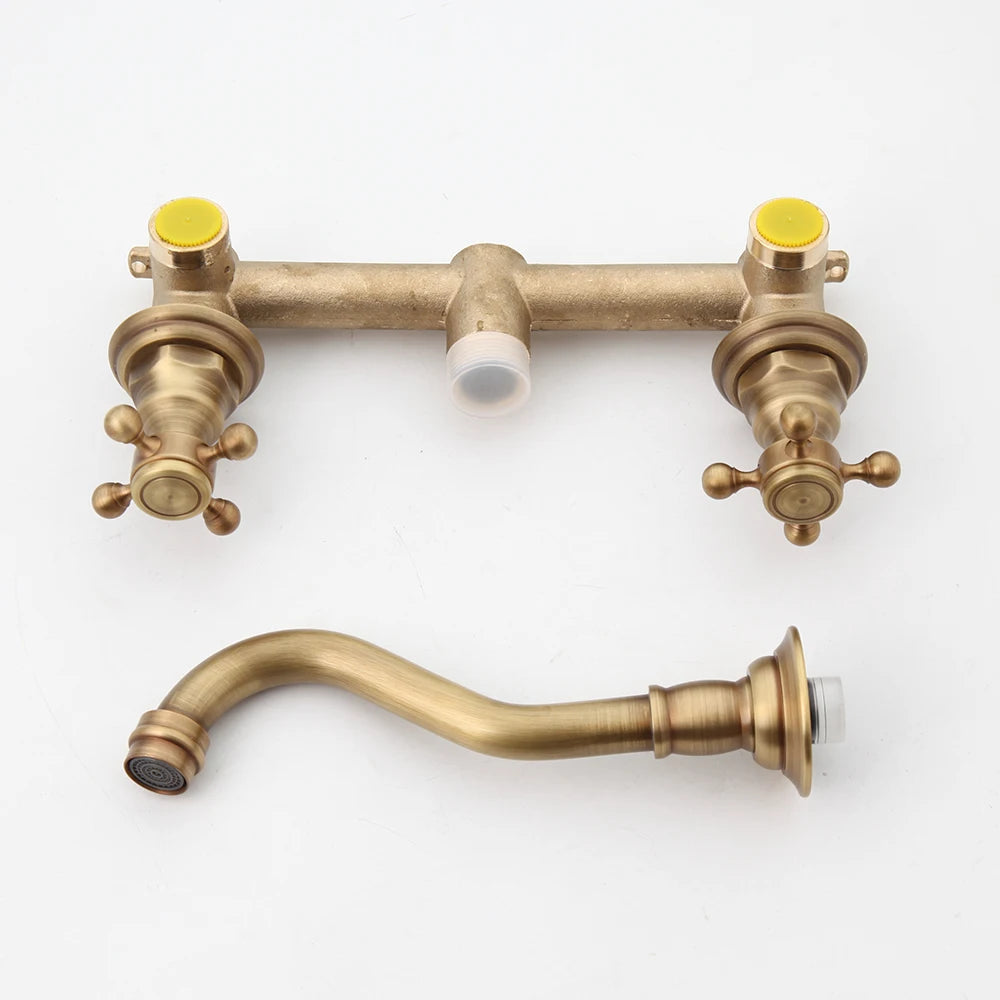 Kemaidi Bathroom Faucet Antique Brass Wall Mounted Bathroom