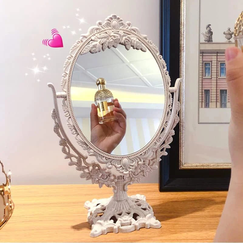 Vintage European Style Makeup Mirror Oval Shaped Cosmetic