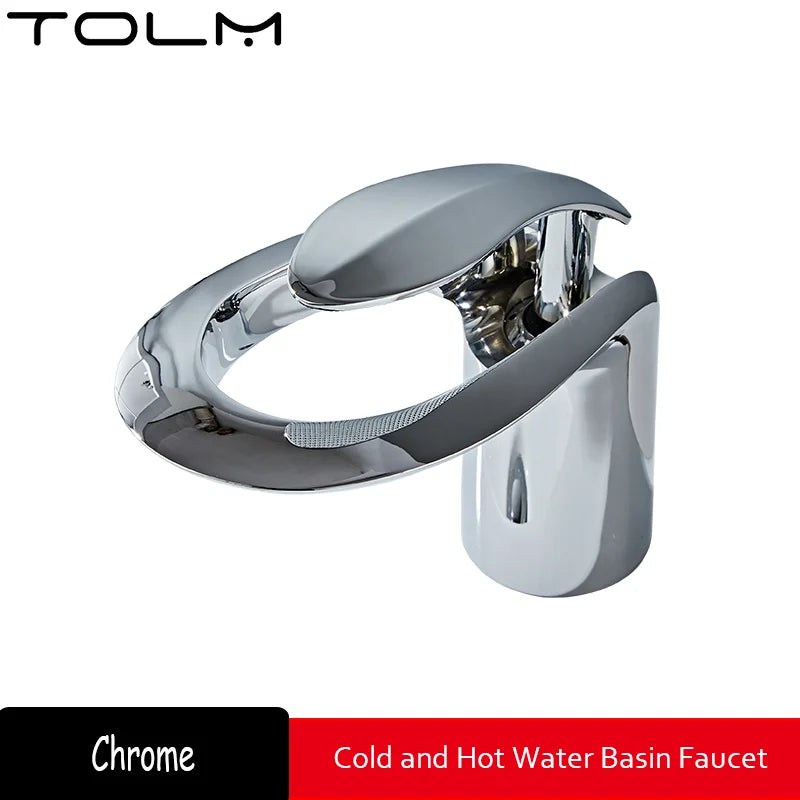 Tolm Waterfall Basin Faucet Water Tap Chrome Bathroom