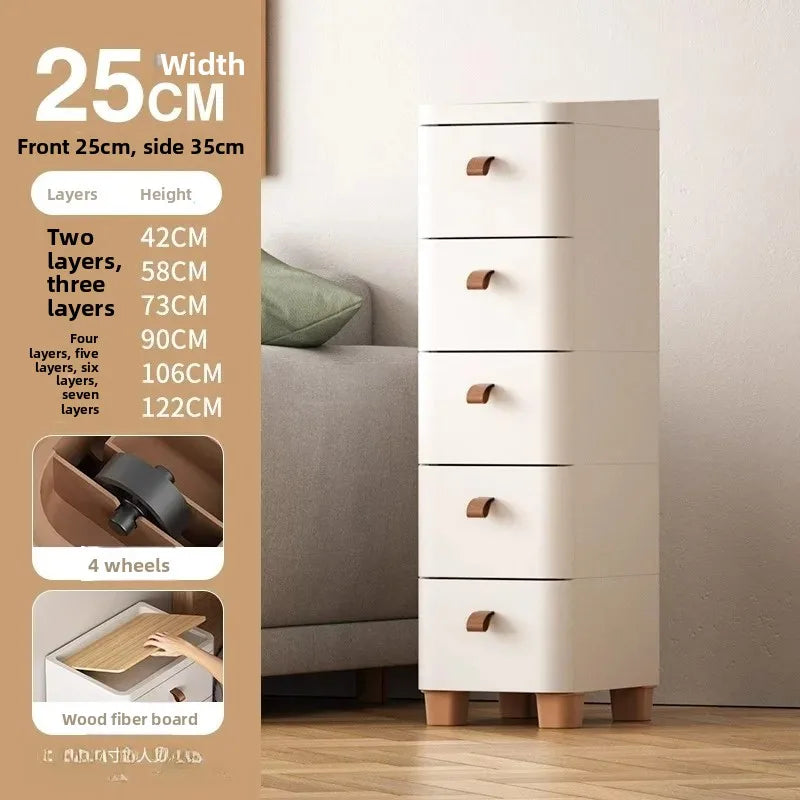 Narrow Multi-Layer Drawer Style Storage Cabinet Bathroom